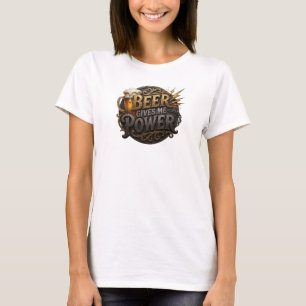 Camiseta Arte de texto 3D Cerveza rosa limpia me da poder