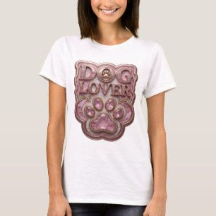 Camiseta Arte de texto 3D Chic Gold AMANTE DE PERROS