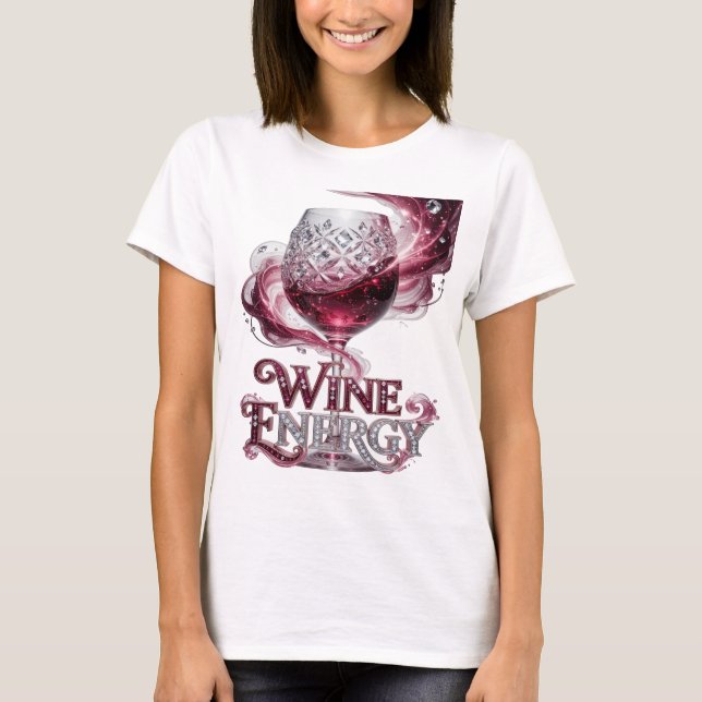 Camiseta Arte de texto 3D Chic Silver WINE ENERGY (Anverso)