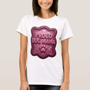 Camiseta Arte de texto 3D Clean Pink PROUD DOG MAMA