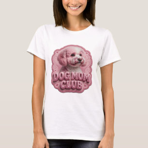 Camiseta Arte de texto 3D CLUB DE MAMÁ DE PERRO Rosa Ingeni