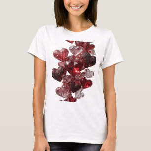 Camiseta Arte de texto 3D Corazones y Brillo Plateados Atra