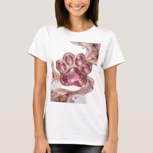 Camiseta Arte de texto 3D Crisp Silver PINK JEWELRY PAW