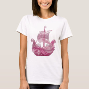 Camiseta Arte de texto 3D de BARCO GLITTERY ROSA Plateado d