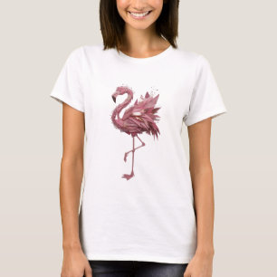 Camiseta Arte de texto 3D de flamenco de plata artístico