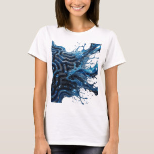 Camiseta Arte de texto 3D de flujo de agua de plata vibrant