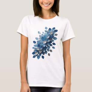 Camiseta Arte de texto 3D de HOJAS AZULES Grises Frescas