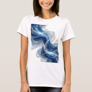 Camiseta Arte de texto 3D de OLAS Y ESTRELLAS azules platea