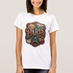 Camiseta Arte de texto 3D de PARÍS rosa elegante