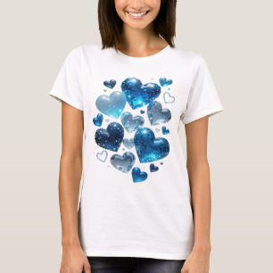 Camiseta Arte de texto 3D del corazón azul plateado llamati