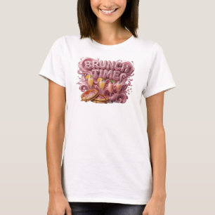 Camiseta Arte de texto 3D dinámico rojo HORA DE BRUNCH
