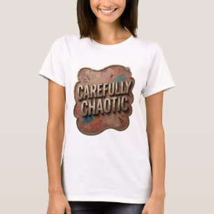 Camiseta Arte de texto 3D dorado con estilo CAOTICO CUIDADO