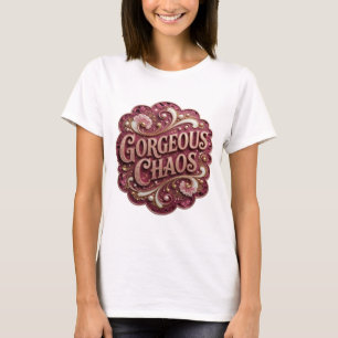 Camiseta Arte de texto 3D Dorado Intenso CAOS PRECIOSO