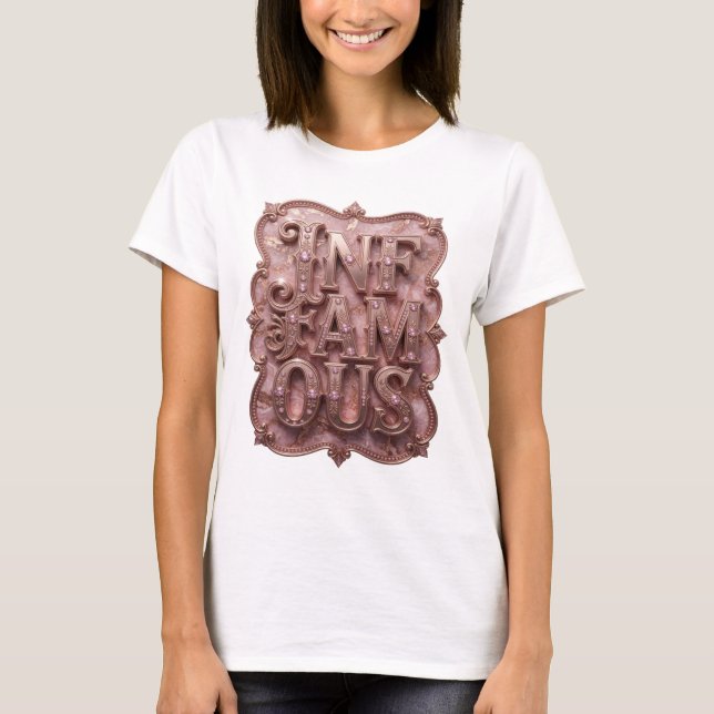 Camiseta Arte de texto 3D dorado Sharp INFAMOUS (Anverso)
