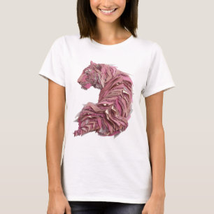 Camiseta Arte de texto 3D Dynamic Silver PINK TIGER