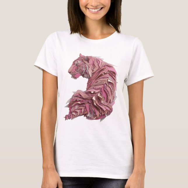 Camiseta Arte de texto 3D Dynamic Silver PINK TIGER (Anverso)