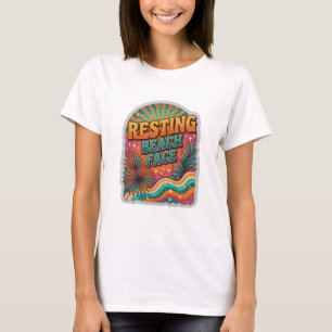 Camiseta Arte de texto 3D elegante cara de playa en reposo