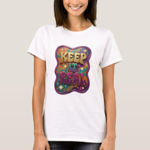 Camiseta Arte de texto 3D elegante en oro KEEP IT REAL