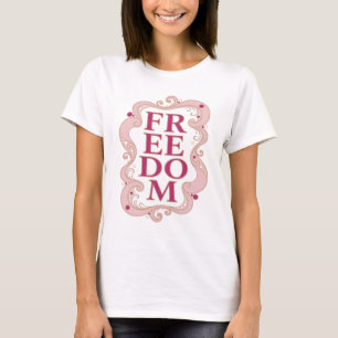Camiseta Arte de texto 3D elegante en rosa LIBERTAD