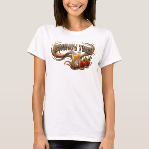 Camiseta Arte de texto 3D elegante naranja HORA DE BRUNCH