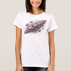 Camiseta Arte de texto 3D elegante rosa LOVE IS IN THE AIR