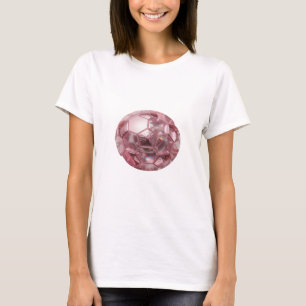 Camiseta Arte de texto 3D en bola de vidrio rosa plateada f
