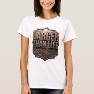Camiseta Arte de texto 3D en dorado vibrante MÁS GRANDE QUE