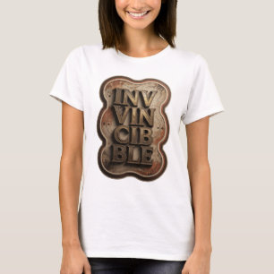 Camiseta Arte de texto 3D en oro clásico INVENCIBLE