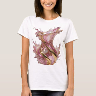 Camiseta Arte de texto 3D en oro dorado LLUVIA DE BRILLOS