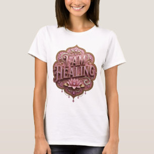 Camiseta Arte de texto 3D en oro moderno 'YO ME ESTOY SANAN
