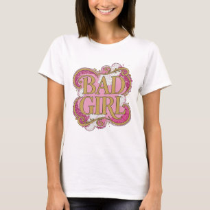 Camiseta Arte de texto 3D en oro Statement BAD GIRL