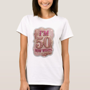 Camiseta Arte de texto 3D en oro Statement Cumplo 50 ¿Y AHO