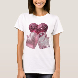 Camiseta Arte de texto 3D en plata crujiente TRES CORAZONES