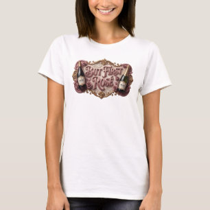 Camiseta Arte de texto 3D en rosa artístico PERO PRIMERO RO