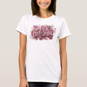 Camiseta Arte de texto 3D en rosa vibrante PINK DREAM
