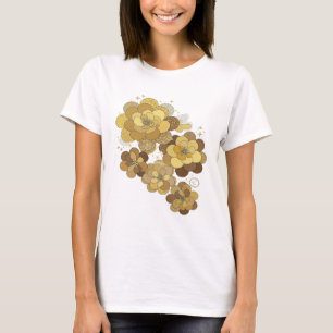 Camiseta Arte de texto 3D FLORAL DORADO Gris Atrevido FANTA