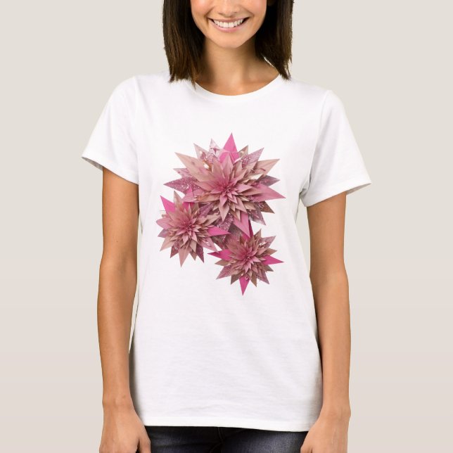 Camiseta Arte de texto 3D FLORES Plata Negrita (Anverso)
