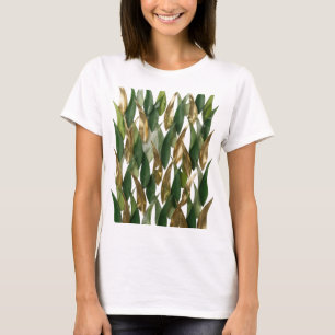 Camiseta Arte de texto 3D Fusión Frondosa Dorada Impactante
