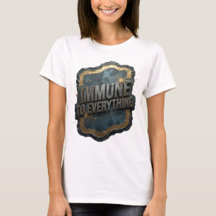 Camiseta Arte de texto 3D gris llamativo INMUNE A TODO