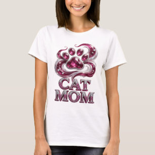 Camiseta Arte de texto 3D Hermoso GATO MAMÁ Rosa