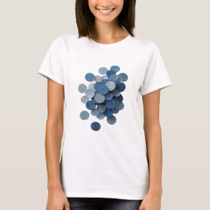 Camiseta Arte de texto 3D Hojas Azules Plateadas Intensas