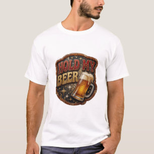 Camiseta Arte de texto 3D icónico de SOSTÉN MI CERVEZA