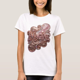 Camiseta Arte de texto 3D IMAGINA Dorado Elegante