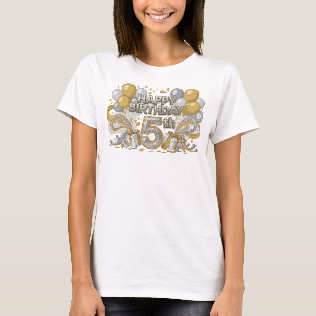 Camiseta Arte de Texto 3D NARANJA DE MODA FELIZ CUMPLEAÑOS  (Anverso)