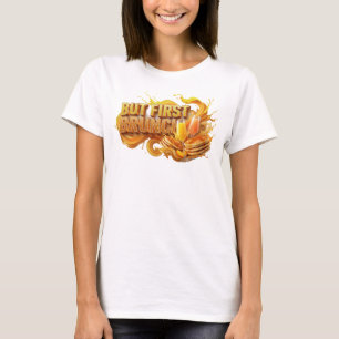 Camiseta Arte de Texto 3D Naranja Elegante PERO PRIMERO BRU