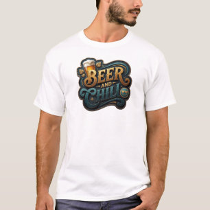 Camiseta Arte de texto 3D naranja intenso CERVEZA Y RELAJO