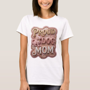 Camiseta Arte de texto 3D PROUD DOG MOM en oro moderno