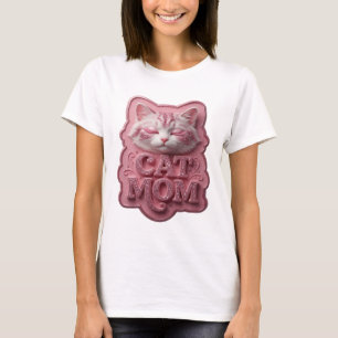 Camiseta Arte de texto 3D rosa artístico de GATA MAMÁ