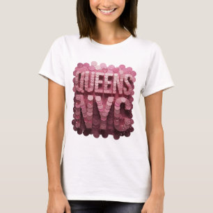 Camiseta Arte de texto 3D rosa dinámico REINAS NYC