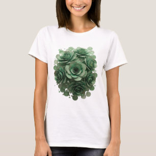 Camiseta Arte de texto 3D ROSAS VERDES Modernas Verdes